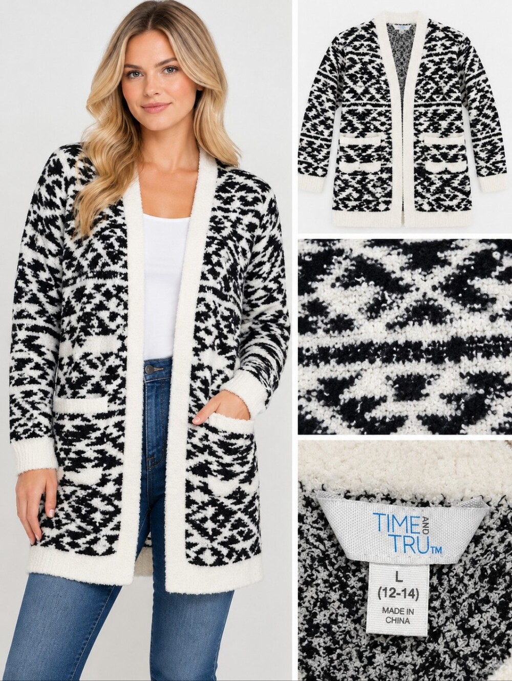 Time And Tru Long Sweater Jacket